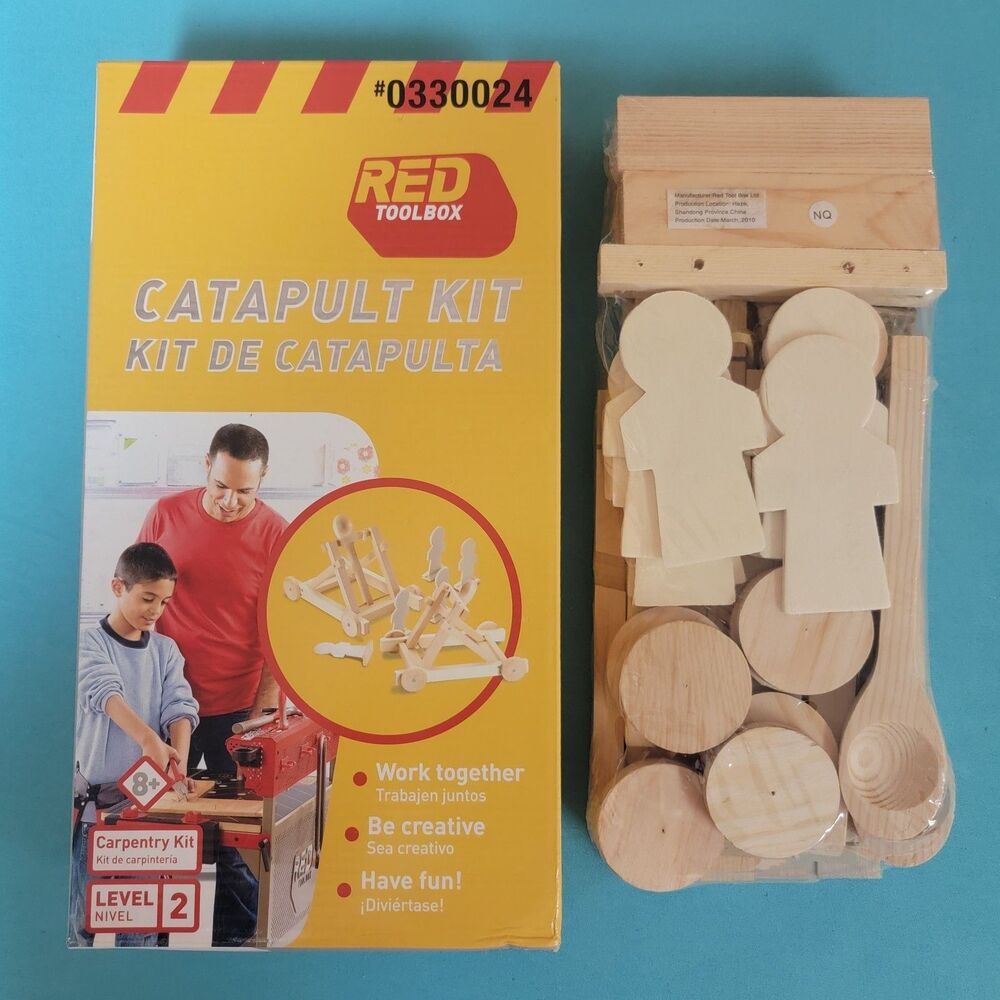 Red Toolbox Wooden Catapult Building Kit In A Box Ages For Kids 8 & Up